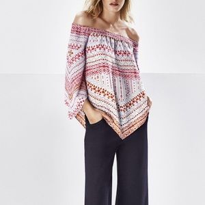 BCBGMAXAZRIA Octavia OffTheShoulder Geo Print Top